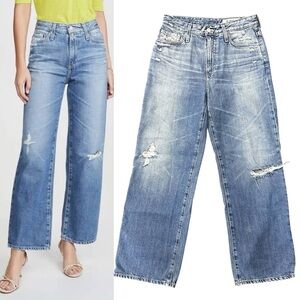 AG Adriano Goldschmied The Tomas High Rise Baggy Straight Distressed Jean Sz 27R